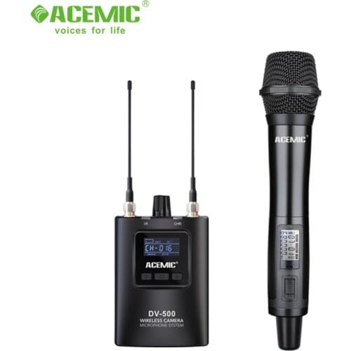 ACEMIC UHF Wireless Microphone System with Handheld Dynamic Microphone Receiver for Camera Vlog Recording Interview