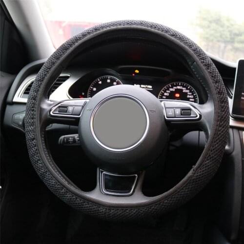 38CM Breathable Anti-slip Handbrake Car Auto Steering Wheel Cover Black Car Covers Suite Texture Soft Auto Accessories Cooling