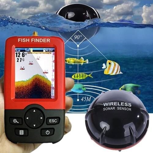 Smart Portable Depth Fish Finder with 100M Wireless Sonar Sensor Echo Sounder LCD Fishfinder for Lake Sea Fishing Saltwater