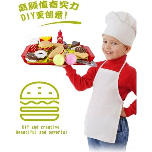 Simulation Toys Model Kitchen Pretend Play toys Children Cooking FAST FOOD Chips Hamburg trays Ice cream hot dog donuts
