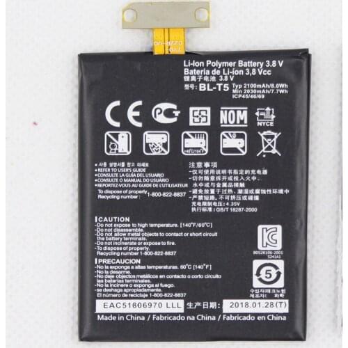 ISUNOO 10pcs/lot 2100mAh BL-T5 Replacement Battery For LG Google Nexus4 Nexus 4 Optimus G E960 E970 E973 E975 F180 LS970