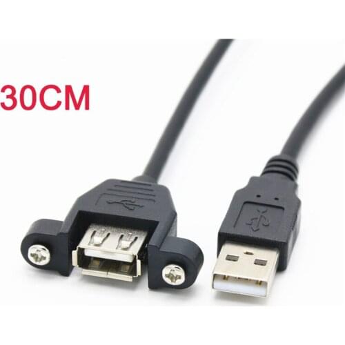 USB Panel Mount Screw Lock USB 2.0 A Male To A Female Extension Cable with M3 Screws 30CM