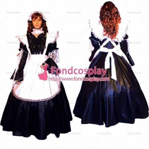 Sexy Sissy Maid Satin Dress Uniform Cosplay Costume Tailor-made[CK807]