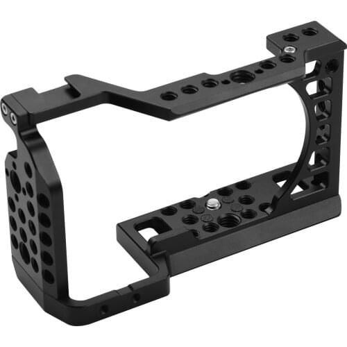 Aluminum Alloy Camera Cage Rig with Cold Shoe Mount 1/4 3/8 Threaded Holes for Sony A6000/A6100/A6300/A6400/A6500 Cameras