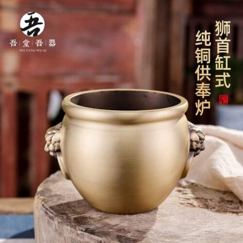 For household indoor worship incense burner for Buddha worship incense burner copper cylinder line incense burner