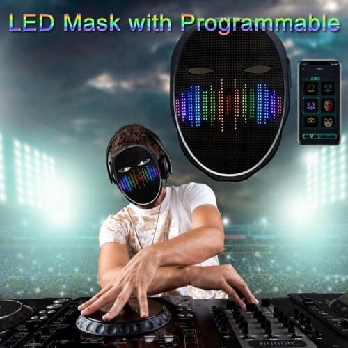 LED Mask with Programmable,Bluetooth Face Mask,Light up Mask for Costumes Cosplay Masquerade Party Masquerade Toy