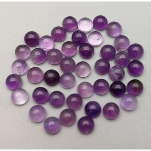 Fashion 6MM Natural Purple crystal Stone Beads charms round cab cabochon for jewelry necklace making 30Pcs/lot Free shipping