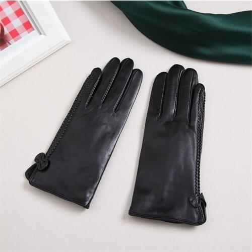 Long Leather Gloves Female 60cm Cows Pattern Faux Leather Sheepskin Fashion Black White Contrast Animal Printed Women