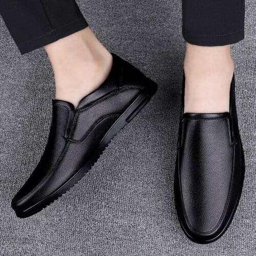 2021 Men Casual Shoes Chanclas Hombre Loafers Slip on Genuine Leather Dress Shoes Business Work Loafer Driving Party Dress