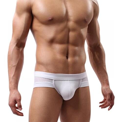 Mens Sexy Mesh Modal Triangle Underwear Breathable Solid Briefs Underpants calzoncillos hombre comfortable to wear for Daily