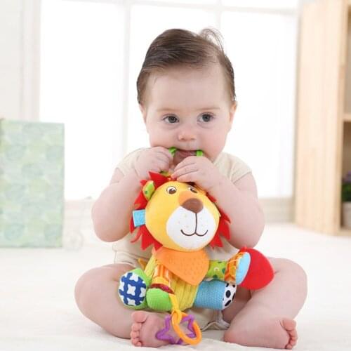 Educational Cartoon Plush Baby Toys Rattles Baby Bed Crib Cot Buggy Hanging Toy Fox Owl Monkey Dolls Placate Activity Toys Gift
