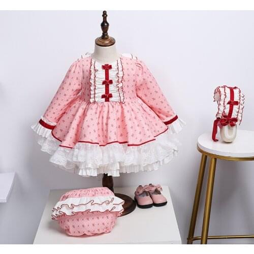 2020 Winter Girls Princess Dress Long Sleeve Party Dress Childrens Fashion Clothes Skirt Pants Headband Socks Four-piece Suit