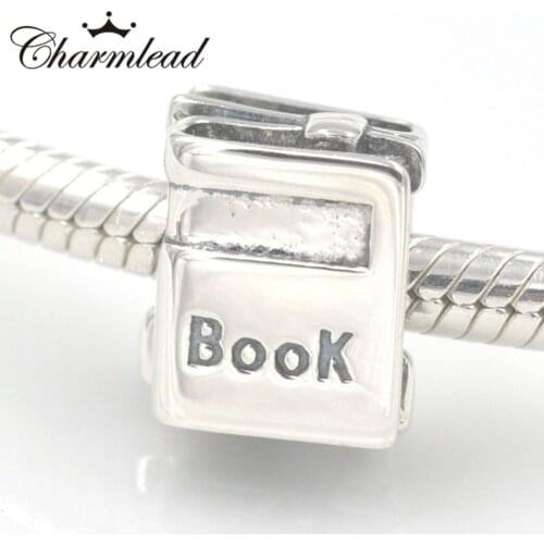 Authentic 925 Sterling Silver Book Charm Beads Fits Pandora Charms Bracelet DIY Bracelet Jewelry Findings Charmlead