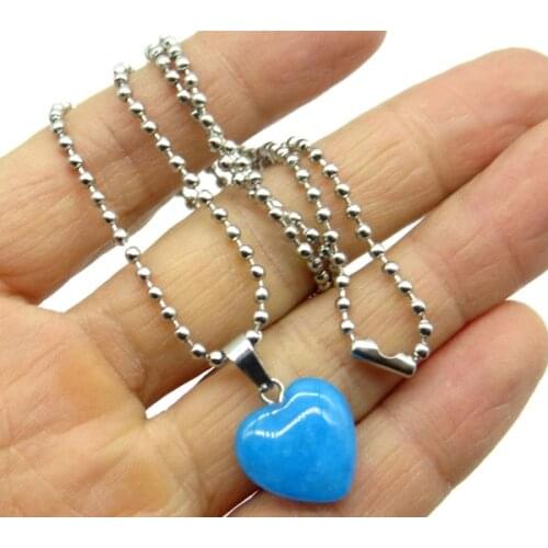 Natural Stone Quartz crystal Turquoises tiger eye Opal Charms Heart-shaped Pendants for diy Jewelry Making necklace Accessories