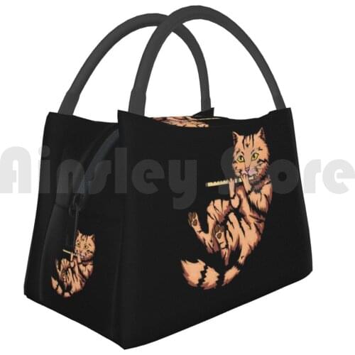 Portable Insulation Bag Cat With Flute Cat Cats Music Instrument Musical Instrument Domestic Animal Meow