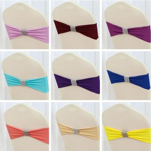 White Black 25PCS Lycra Chair Band Single layer Spandex Chair Sashes With Net Buckle good quality for Wedding Ev