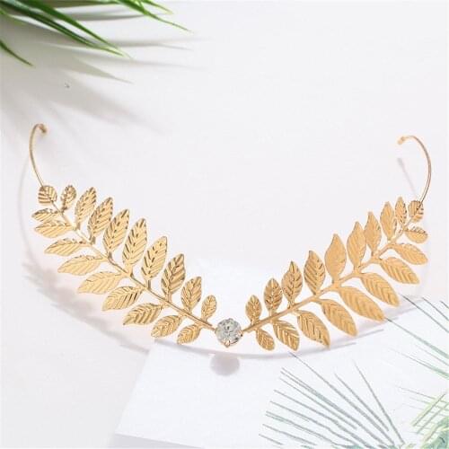 Back Hold Headbands Crystal Alloy Hairbands Pearl Leaf Headwear Girls Vintage Hair Band Rhinestones Hair Accessories Headdress