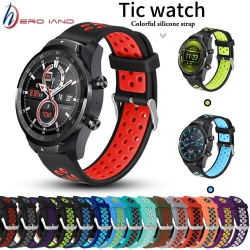 22mm Silicone band For HONOR Watch GS PRO /Ticwatch Pro 2020 / Pro 3 GPS Two-color Silicone Strap for Ticwatch GTX/E2/S2 Correa