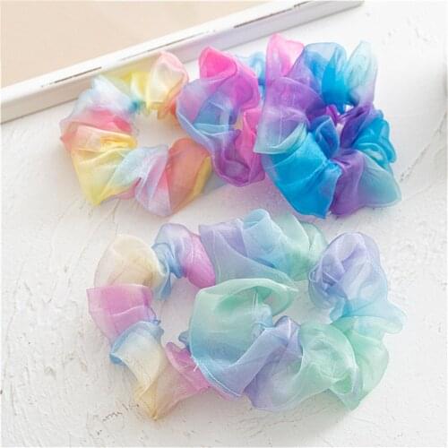 Tie Dyed Hairband Scrunchie Elastic Handmade Multicolor Hair Band Ponytail Holder Hair Ties Headband Hair Accessories