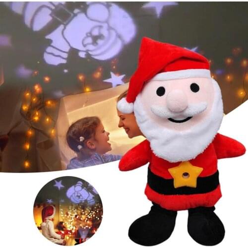 Christams Electric Music Santa Claus Cartoon Children Starry Sky Bedroom Plush Projection Lamp For Home Christams Decoration