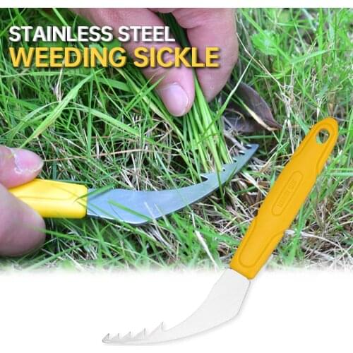 Stainless Steel Grass Sickle with Plastic Handle Gardening Weeding Tool for Garden Grass Sickle Root Hook Root Puller Weeders