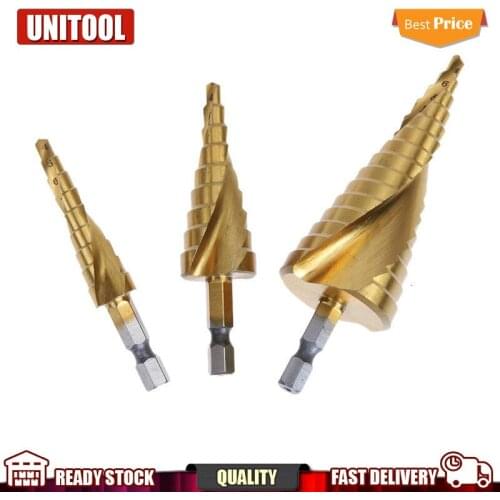 3pcs 4-32mm Pagoda Shape HSS Step Drill Bit Drilling Triangle Shank Metalworking High Speed Steel Hole Cutter Tools