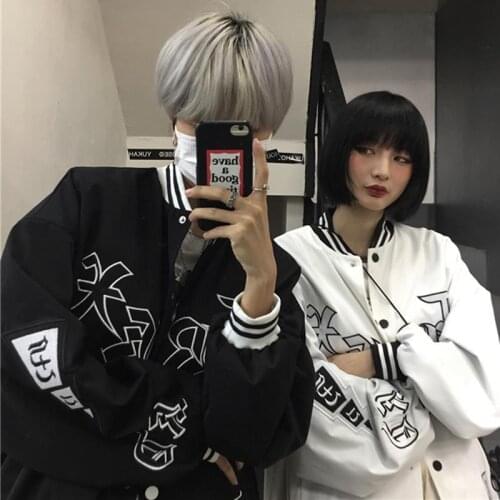 Trending ins street tide brand vintage Sanskrit letter embroidered baseball jacket jacket