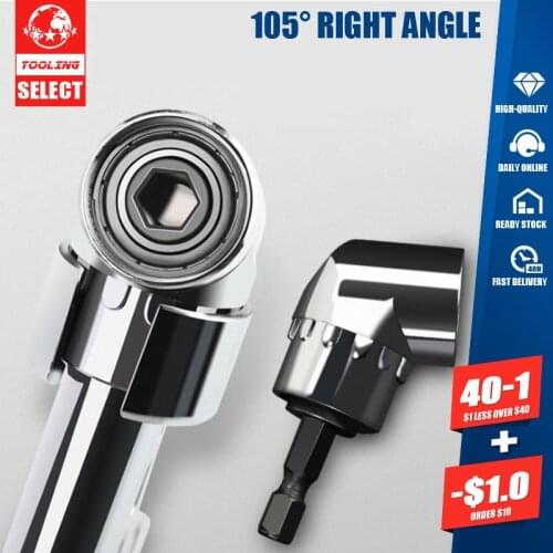 Adjustable Bit 105 Degree Right Angle Driver Drilling Corner Screwdriver Holder Drill 1/4 Hexagonal Drill Bit Extension Shank
