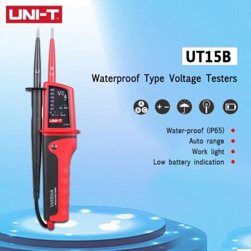 UNI-T UT15B Waterproof Type Voltage Testers Pen Beeper LED Light Indicator Single Lead L2 Voltage Detection Detectors Meters