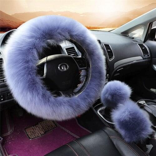 Car Steering Wheel Cover Winter Thickening Gm Hand-Sewn Wool Universal Steering Wheel Cover Car Interior Accessories
