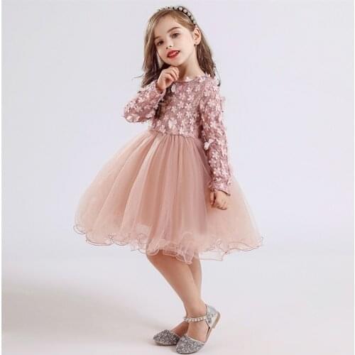 Flower Girls Christmas Dress Elegant Children Red New Year Costume Kids dresses for Girls Birthday Party Dress 3-8Years