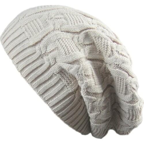 New Womens Winter Hat 2020 Fashion Knitted Hats Baggy Oversized Slouch Twist Hat Thick Warm Caps Mens Casual Knitted Beanie Cap