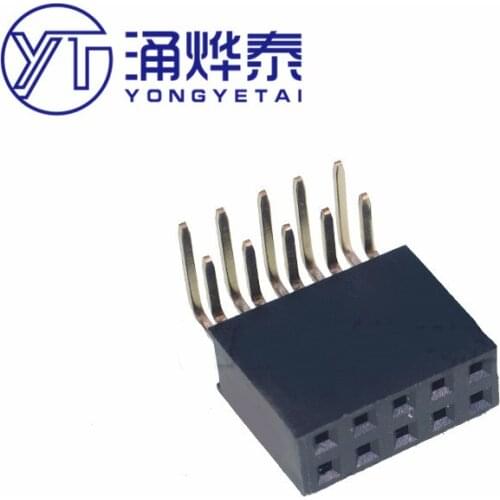 YYT 10PCS 90 degree bent female seat 2.54mm bent foot double row bent needle female seat 2*5P
