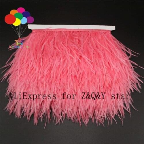 Z&Q&Y natural beautiful ostrich hair dyed watermelon red made into cloth masquerade costume DIY accessories crafts feathers