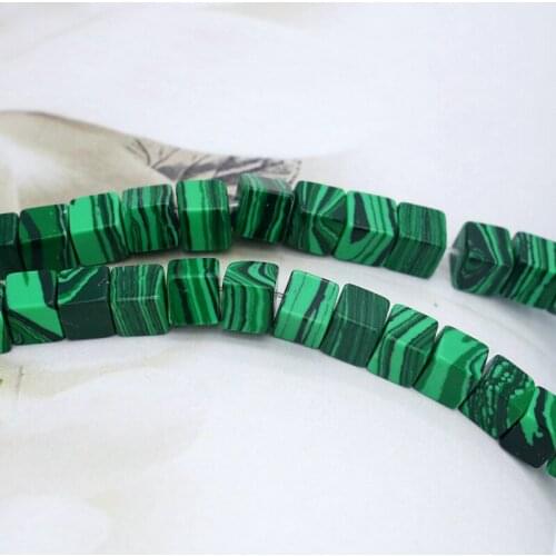 Green malachite square block shape 6x6mm loose beads 15inches DIY stone suitable for women jewelry making design