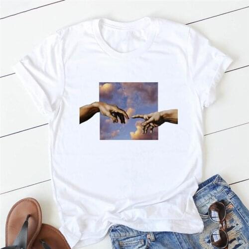 2020 Women T Shirt Aesthetic art oil painting sky Harajuku Fun Personality Print streetwear t-shirt HipHop Casual Women Tops