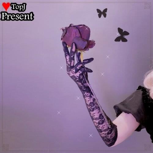 Harajuku Punk Halloween Cosplay Women GIRL Gothic Fingerless thin Mittens Streetwear Lolita wedding long lace gloves