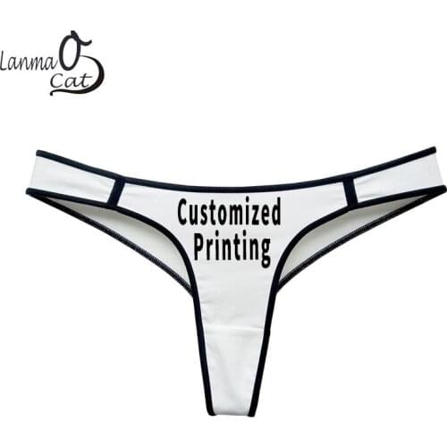 Womens Thongs DIY Cotton Thongs Underwear Fashionable Lady Underwear Thongs Custom Logo Printed Panties