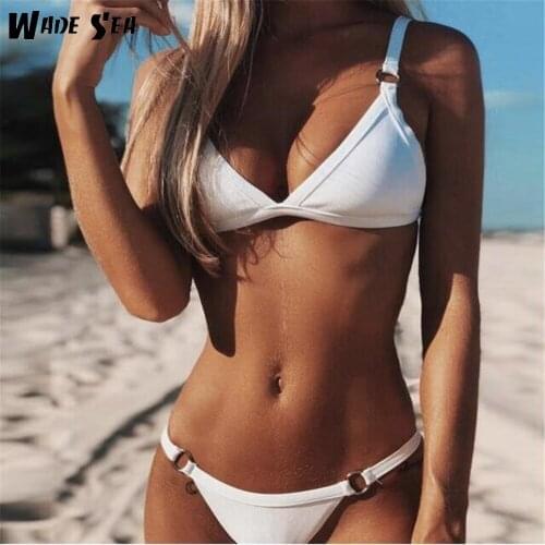 WADE SEA 2019 Sexy Women Bandeau Bandage Bikini Set Push-Up Brazilian Swimwear Beachwear Swimsuit Patchwork Beachwear Biquini
