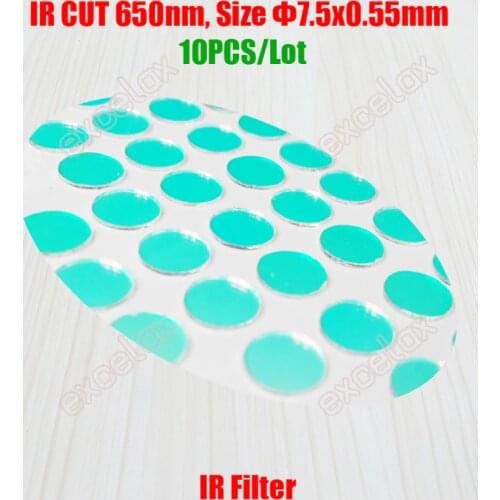 10PCS/Lot IR CUT Light Filter 650nm Round Size 7.5mm x0.55mm for Video Surveillance CCTV Security Camera Lens Infrared Block Use