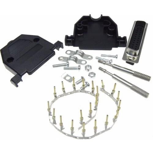 10pcs/lot Metro subway cable DB25-25pin male crimp type socket with the screws DB25 cable connector socket set