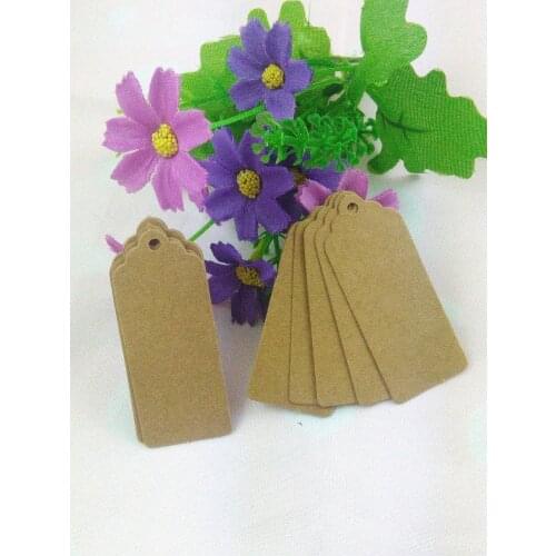 2015 Newest Brown Kraft Paper Tags 60*25MM Lace Scallop Head Label Luggage Wedding Note kraft gift tags Blank price Hang tags