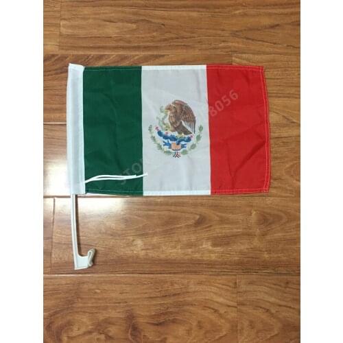 30x45CM Mexico window Car flag polyester Car decoration with flagpole Free Shipping