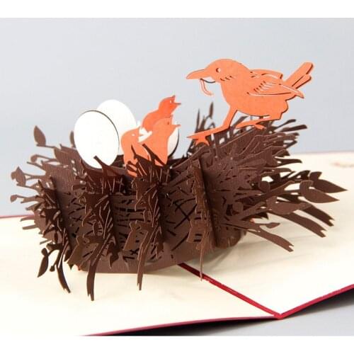 3D Laser Cut Handmade Love Nest Paper Invitation Greeting Cards PostCard Teachers' Day Mothers Day Thanksgiving Creative Gift