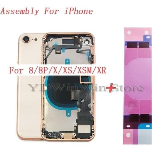 5pcs Back Full Housing Cover For iPhone 8 Plus X XR XS 11 Pro Max Battery Door Rear Case Chassis Frame with Flex Cable Assembly