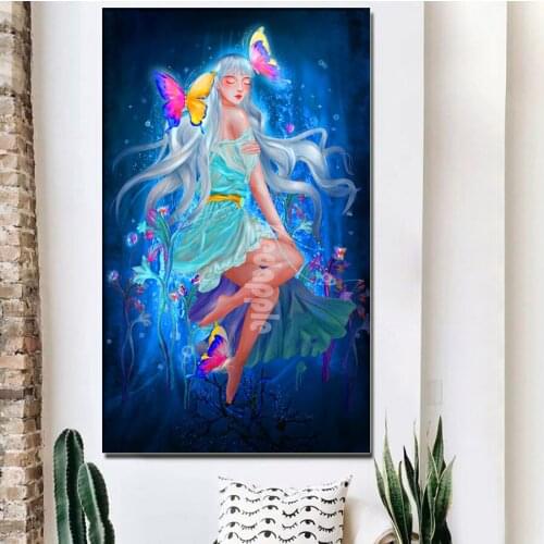 5D DIY full square diamond painting mosaic butterfly girl diamond rhinestone embroidery cartoon beauty cross stitch home decor