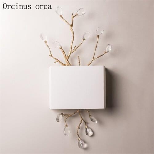 American antique branches crystal crystal wall lamp living room corridor bedroom bedside lamp French luxury iron art wall lamp