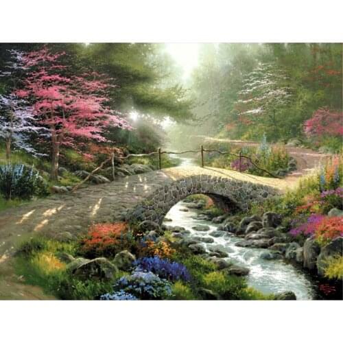 Free shipping classical Thomas stone bridge tree landscape canvas prints oil painting printed on canvas art decoration picture