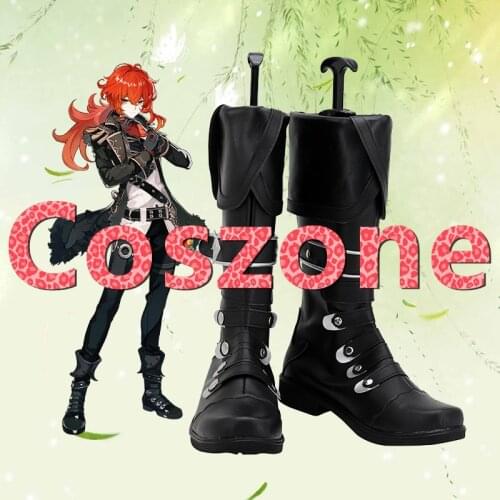 Genshin Impact Diluc Cosplay Shoes Boots Halloween Carnival Party Cosplay Costume Accessories