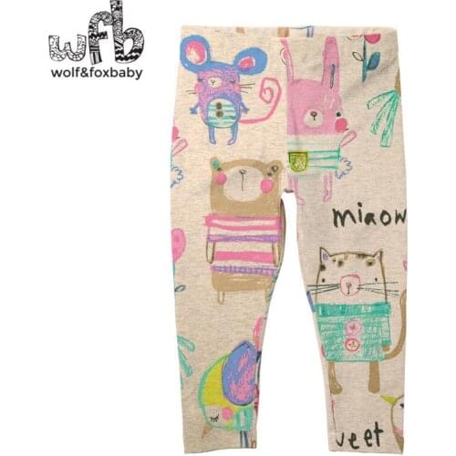 Retail 1-6 years pants printing cartoon Elasticity pants children Kids Baby for spring autumn fall